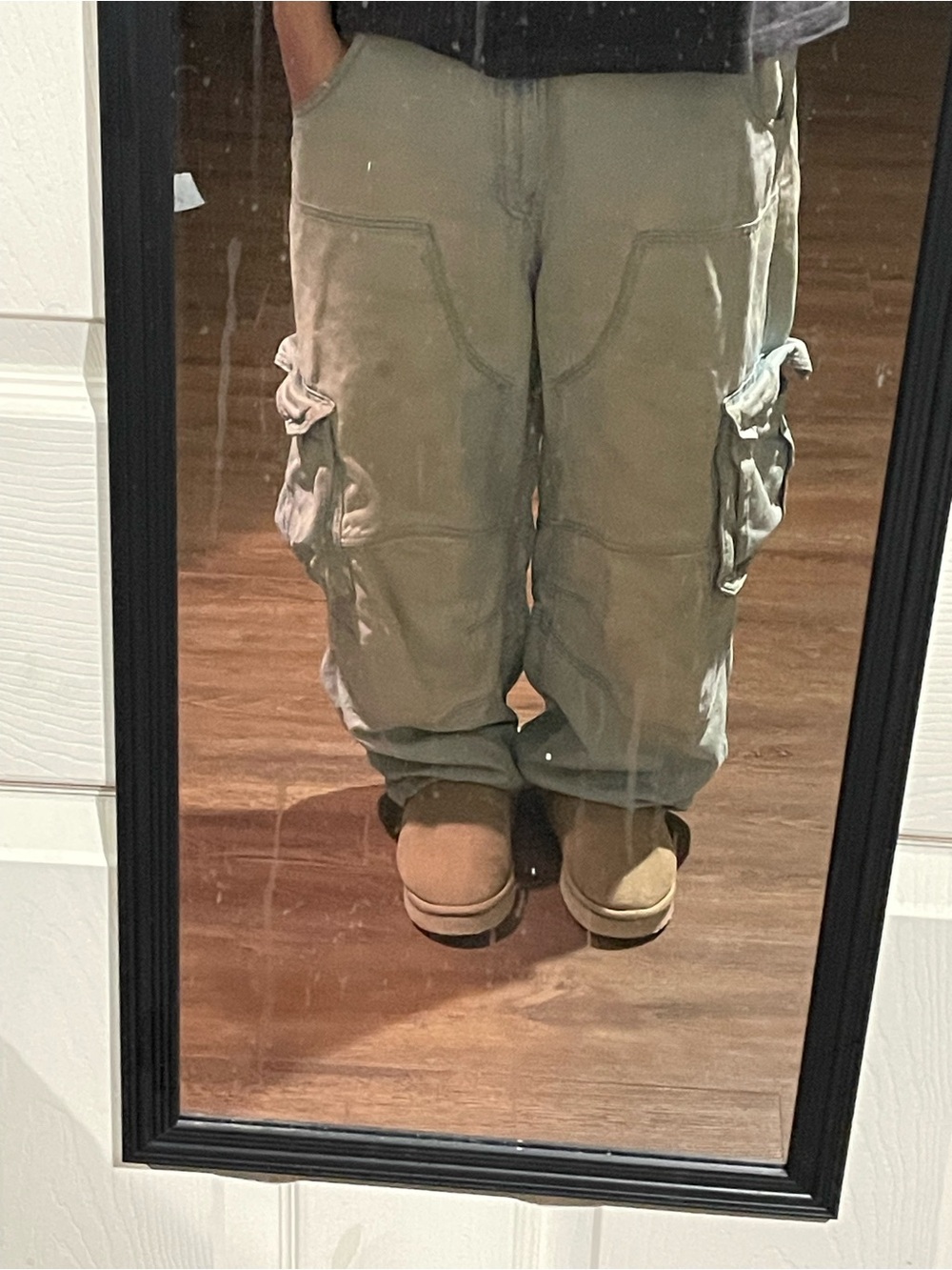 Bershka Olive Green baggy wide leg Jeans
